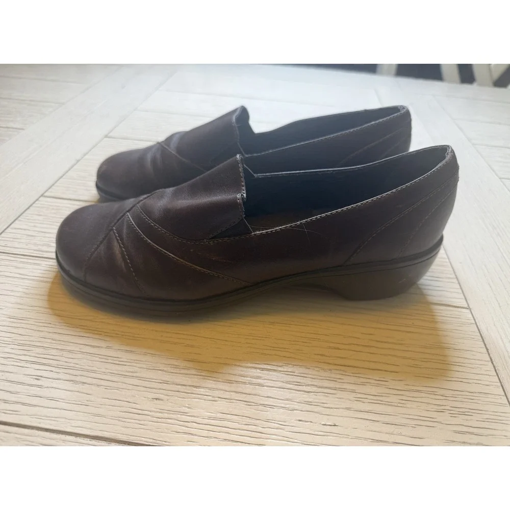 Clark's Women's Brown Leather Comfort Loafers W/1.5